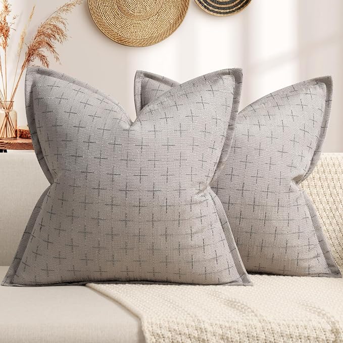 ZWJD Pillow Covers 18x18 Set of 2 Soft Polyester Textured Pillow Covers by ZWJD