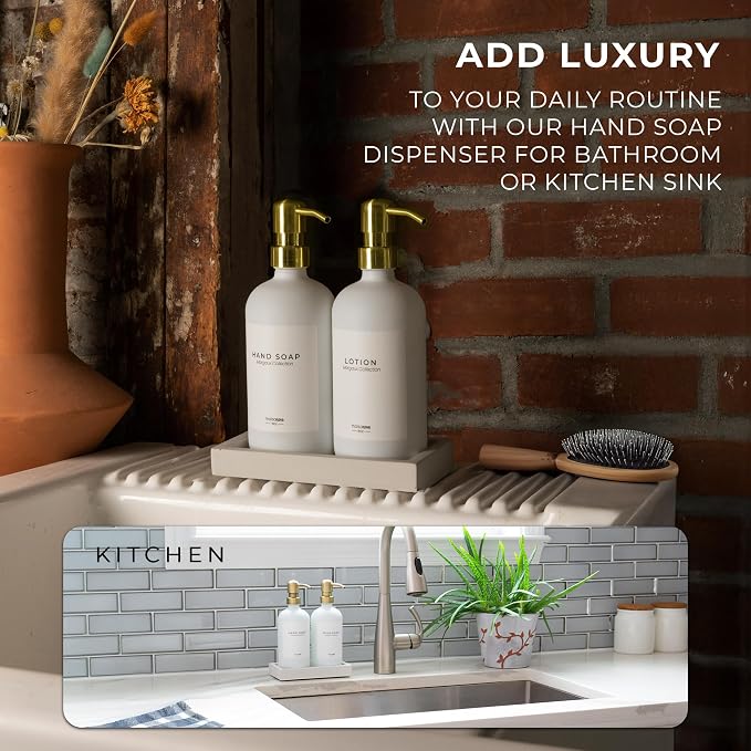 MaisoNovo Soap Dispenser 3-Piece Set | 16.9oz White Bottles - Image 4
