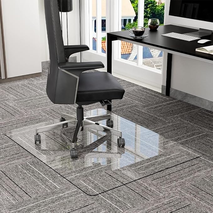 GLSLAND 36" x 46" Tempered Glass Chair Mat Heavy-Duty Floor Protector - Image 7