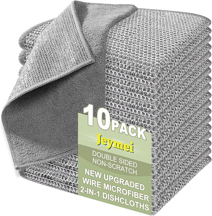 10 Counts Multipurpose Wire Dishwashing Rag, Non Scratch Wire Dishcloth by Jeymei