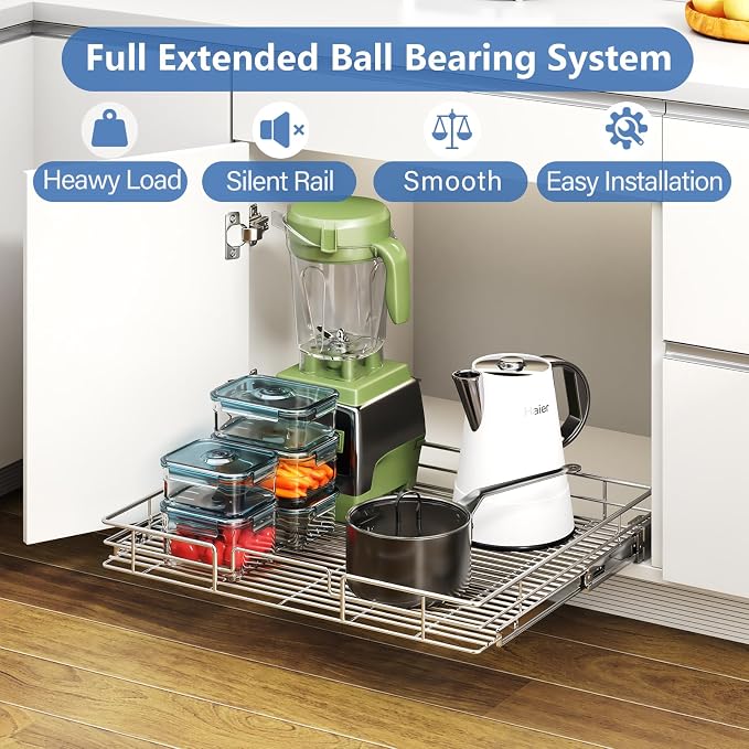 ROOMTEC Pull Out Cabinet Organizer, Cabinet Pull Out Shelves 25½" W x 21½" D - Image 2