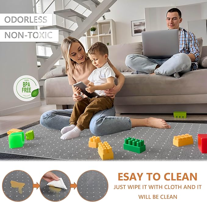 Large Chair Mat for Carpet, Easy Glide Plastic Carpet Floor Protector Mat for - Image 7