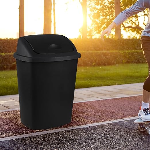 Bringer 18 Gallon Large Swing Top Trash Can, Plastic Garbage Can - Image 5