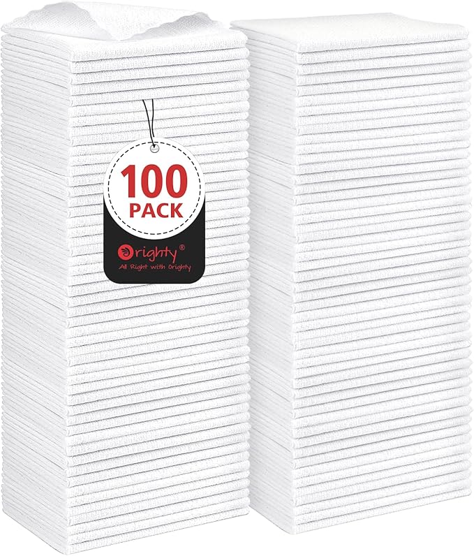 Orighty Cleaning Cloths, Shop Towels 100 Pack, Shop Rags Reusable, Microfiber by AllRightinOrighty