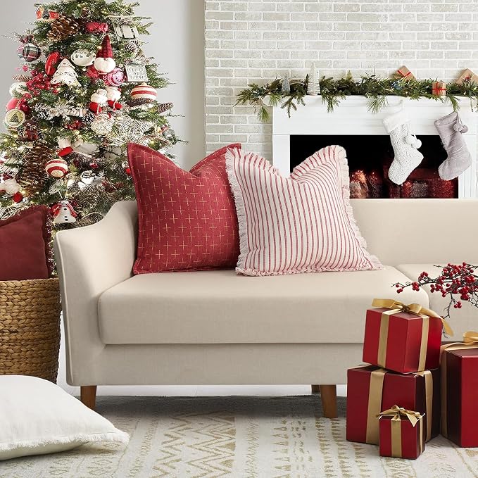 ZWJD Christmas Pillow Covers 12x20 Set of 2 Soft Polyester Textured Pillowcases - Image 5