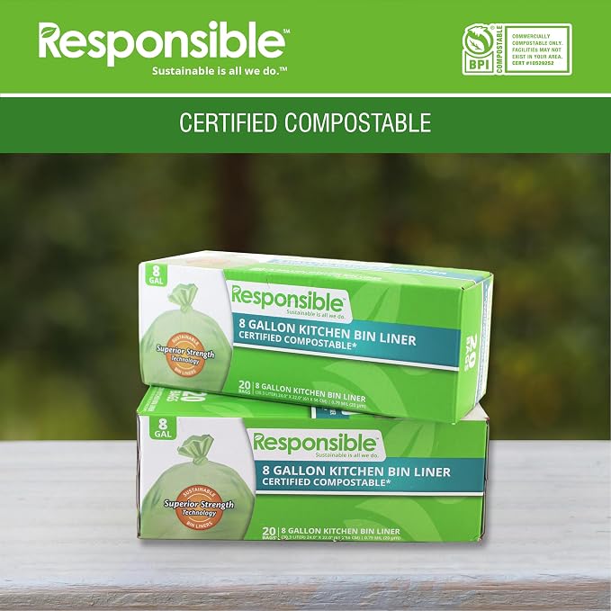 Responsible Products Kitchen Bin Liners, Certified Compostable, Heavy Duty - Image 4