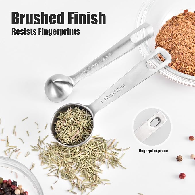 Doosu Measuring Spoons Set of 6-18/8 Stainless Steel Heavy Duty Teaspoons - Image 6