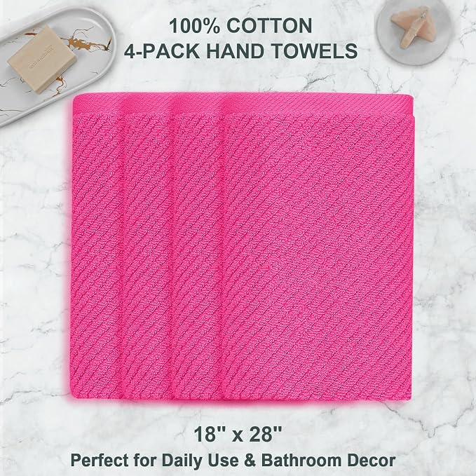 VOOVA & MOVAS Bathroom Hand Towels Set of 4, Large 18"x28" - Image 4
