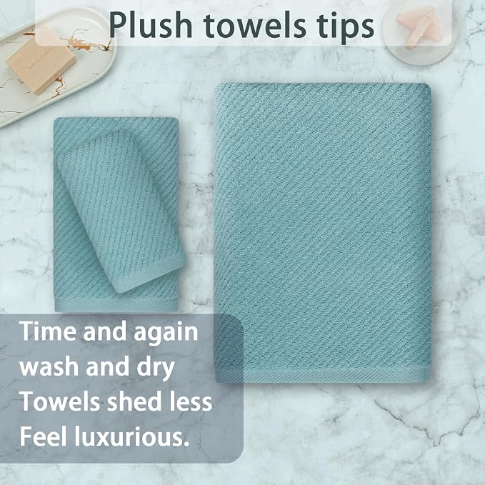 VOOVA & MOVAS Bathroom Towels Set, 100% Cotton | Quick Dry | Soft | Thick - Image 4
