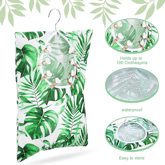 Woanger 2 Pcs Clothes Pin Bag Clothespin Holder 15 x 11 in to Hang on Line - Image 4