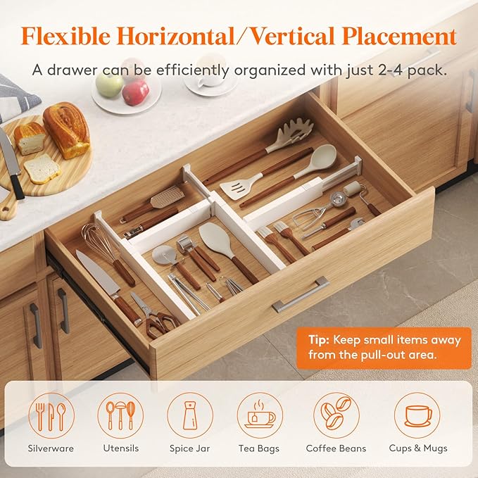 Lifewit 12 Pack Kitchen Drawer Dividers 2.36" High, Plastic Expandable - Image 5