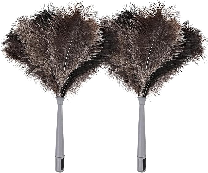 Feather Duster-Genuine Ostrich Feathers, Anti-Static, Reusable Eco-Friendly by FeelFunFeather