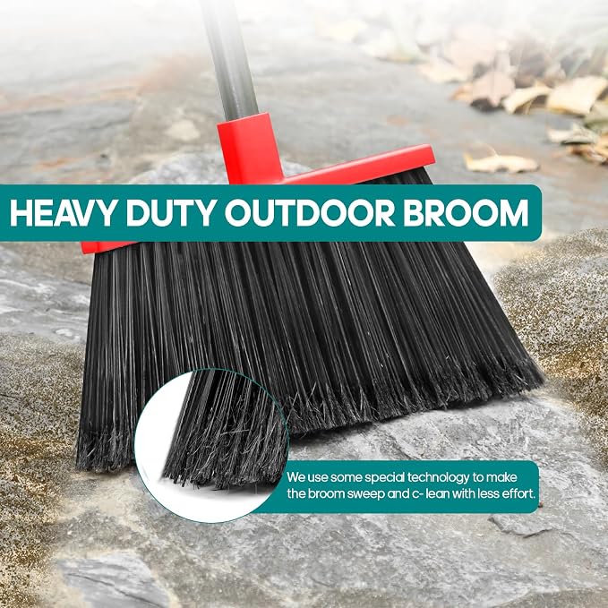 PBHEPJ Broom, Outdoor Broom for Floor Cleaning, Hard Bristle Angle Broom for - Image 3