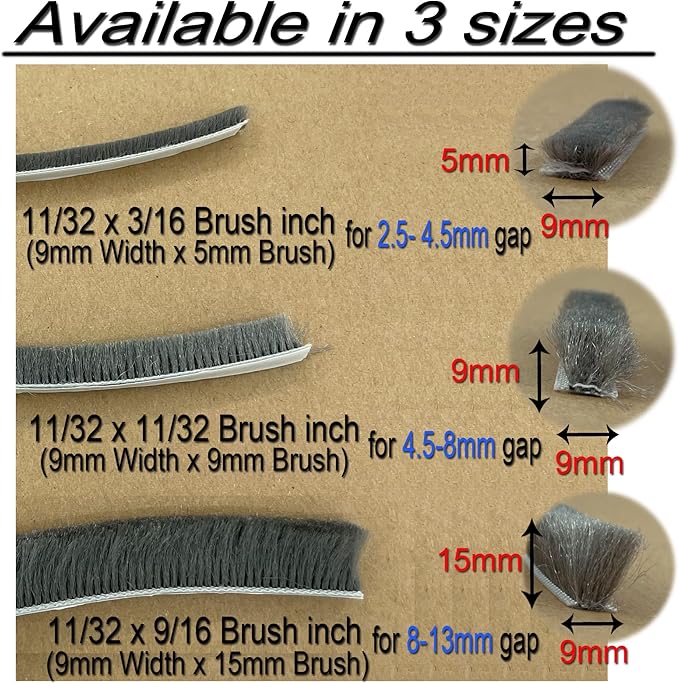 Weather Stripping Brush for Sliding Windows/Doors Frame Side, Pile Self - Image 8