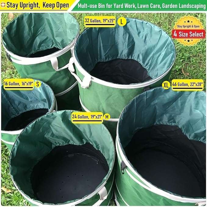 46-Gallon Collapsible Trash Can Hard-Shell Bottom Yard Garden Bag - Image 7