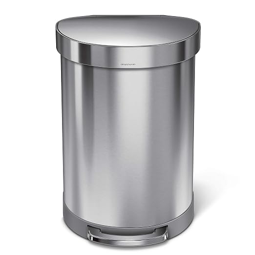 simplehuman 60 Liter Semi-Round Hands-Free Kitchen Step Stainless Steel Trash - Image 3