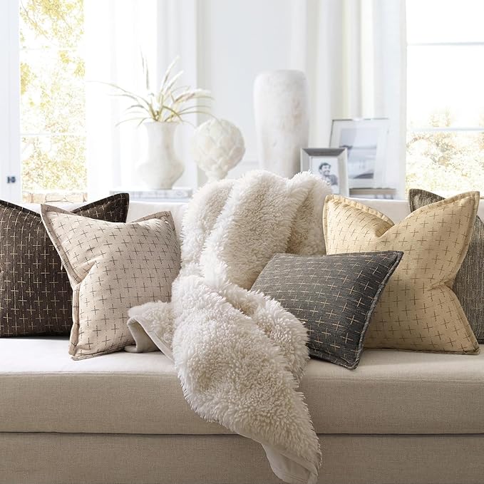 ZWJD 12x20 Pillow Covers Set of 2 Soft Polyester Textured Pillow Covers - Image 6