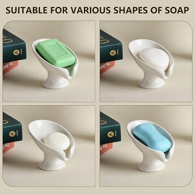 Soap Dish Set, Self Draining Bar Soap Holder - Image 6