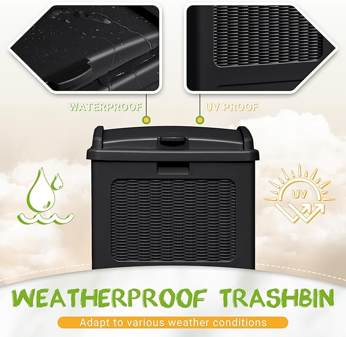 YESHOMY 33 Gallon Resin Outdoor Trash Can - Image 4