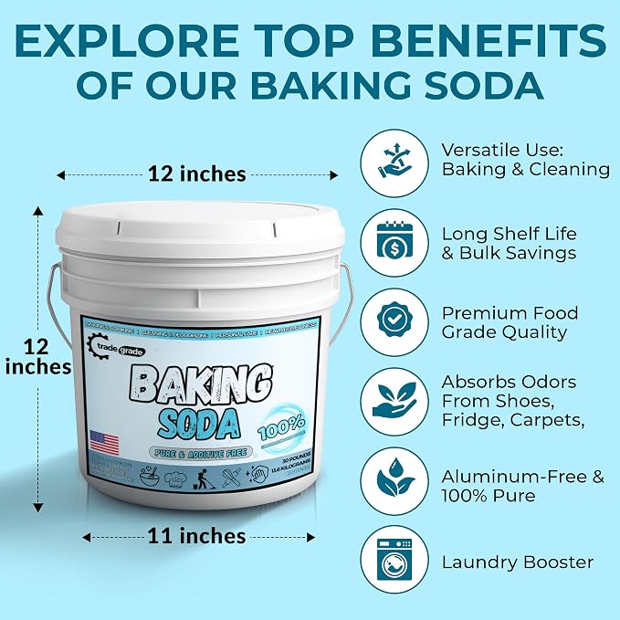 TradeGrade Pure Baking Soda Powder – 30 lb Bucket, Sodium Bicarbonate Powder | - Image 8