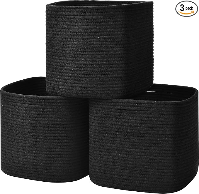 3 Pack Storage Cubes 11 Inch Cotton Rope Woven Baskets by Gocjuaza