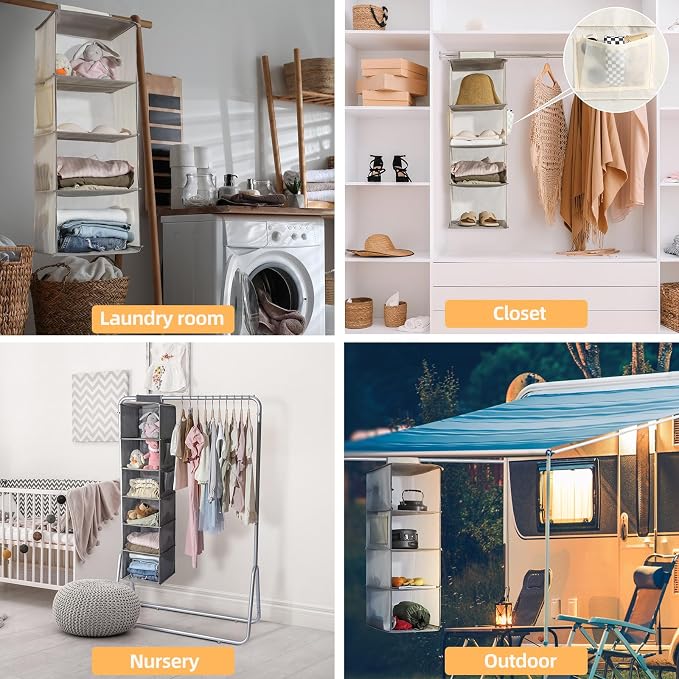 2-Pack Hanging Organizer, 4-Shelf Closet Shelves - Image 6