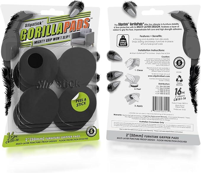 Slipstick GorillaPads Non Slip Furniture Pads/Gripper Feet Floor Protectors - Image 4