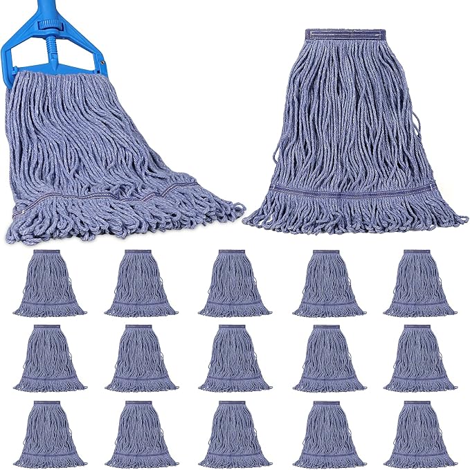JERIA 16 Pack Heavy Duty Mop Head Replacements, String Mop Head by JERIA