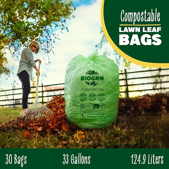 30-33 Gallon Compostable Trash Bags Flat-Top 30 Bags Heavy Duty1.57 Mil - Image 8