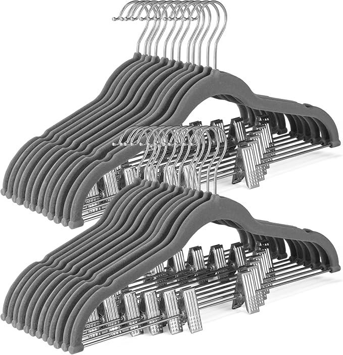 HOUSE DAY Velvet Skirt Hangers 24 Pack, Space Saving Slim Velvet Pant Hanger by HOUSEDAY