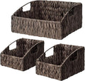 Ollieroo Natural Water Hyacinth Storage Baskets, Handwoven Wicker Storage Bins by Ollieroo
