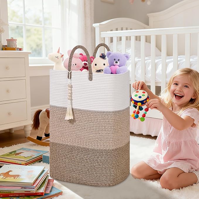 Woven Laundry Basket for Clothes, 100 L Large Rectangle Laundry Hampers - Image 3