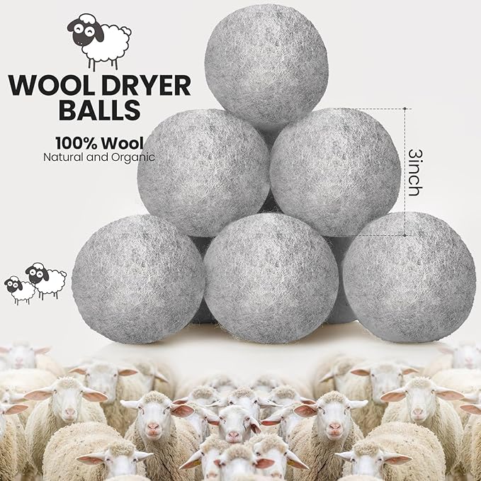 Kenning 26 Pieces Wool Dryer Balls Set, 24 Reusable Dryer Balls - Image 2