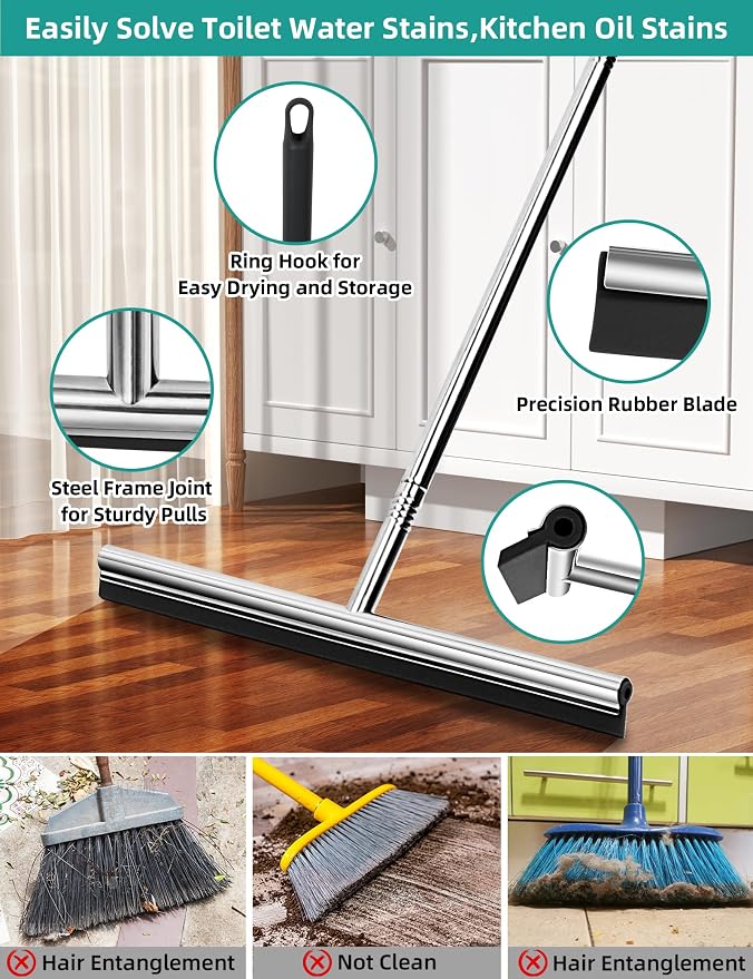 Floor Squeegee Scrubber 59" Long Stainless Steel Handle - Image 9