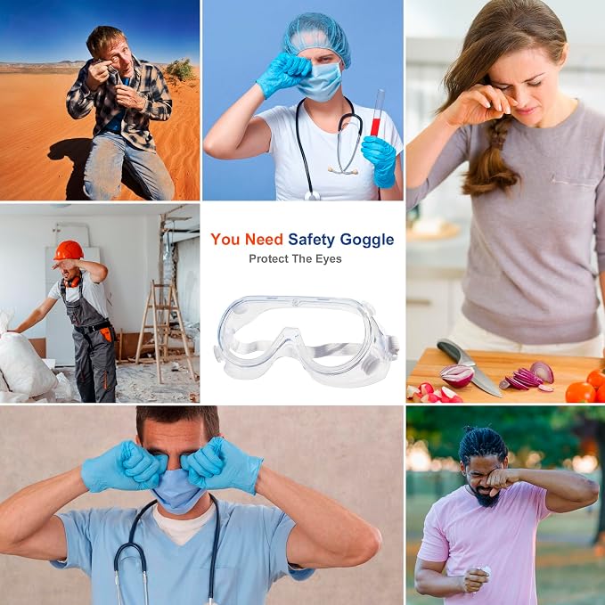3 Pack Safety Goggles Protective Adjustable Goggles Over Glasses Splash Eye - Image 4