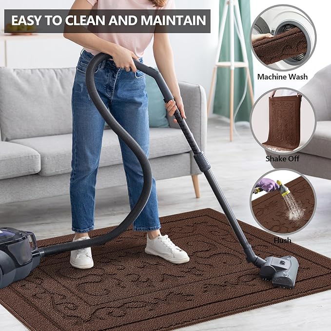 FONEYI Indoor Door Mat 20" x 32", Dirt Trapper Door Mats Non-Slip Entryway Rugs - Image 5