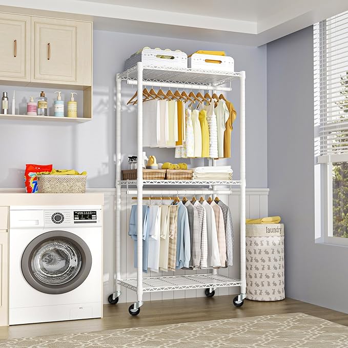FUTASSI P1 Medium Heavy-Duty Portable Closet, Metal Rolling Clothing Rack - Image 5