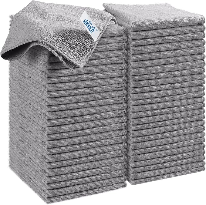 HOMEXCEL Grey Microfiber Cleaning Cloth, 50 Pack Cleaning Towels by HOMEXCEL