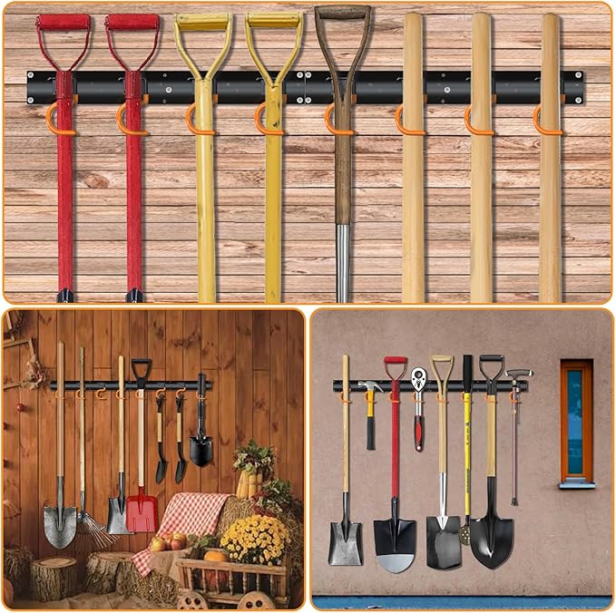 3-H 2×16" All Metal Garden Tool Organizer, Garage Tool Organizer, Broom Holder - Image 6