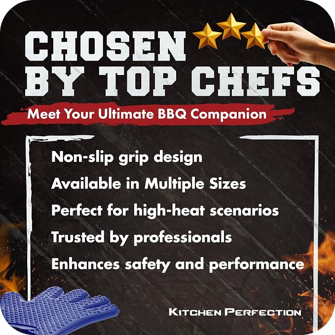 KITCHEN PERFECTION XL Silicone Smoker Oven Gloves-Extreme Heat Resistant BBQ - Image 9