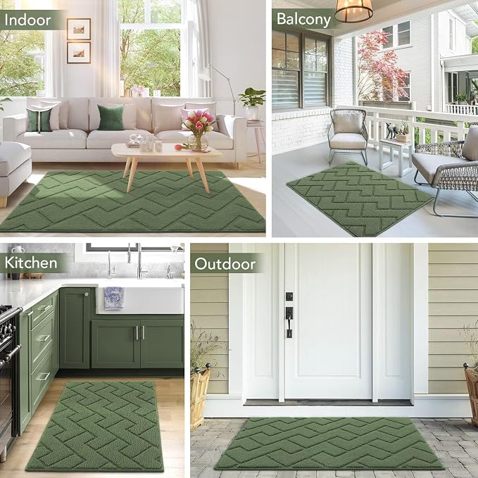 hicorfe Indoor Door Mat, Non Slip Door Mats, Absorbent Resist Dirt Entrance - Image 2