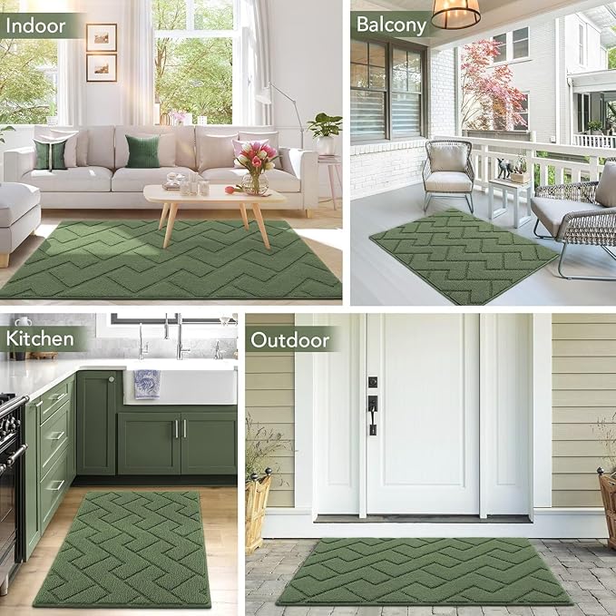 hicorfe Indoor Doormat, Front Back Door Mat Rubber Backing Non Slip Door Mats - Image 2