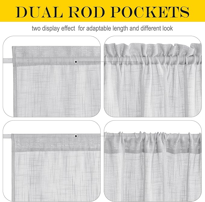 NICETOWN Light Grey Sidelight Curtain, Light Filtering Side Front Door Curtains - Image 2