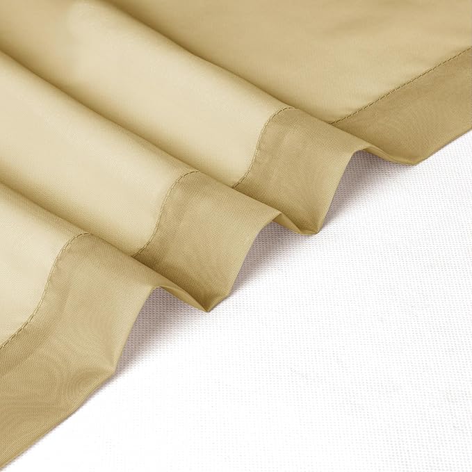 Chyhomenyc Gold Sheer Curtains 63 Inch Length 2 Panels, Rod Pocket Solid Window - Image 5