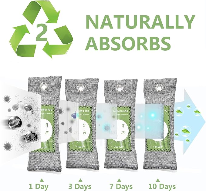 12 Pack Bamboo Air Purifying Bag, Activated Charcoal Bags Odor Absorber - Image 5