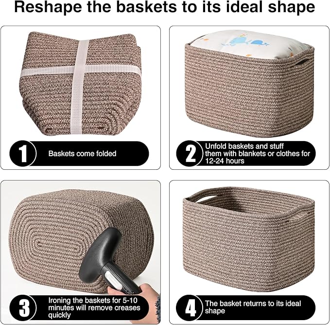 Storage Baskets for Shelves Organizing, Woven Cotton Rope Baskets for Storage - Image 7