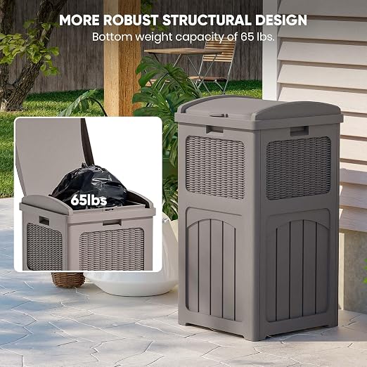 Patiowell 36 Gallon Outdoor Trash Can, Resin Outdoor Garbage Can - Image 8