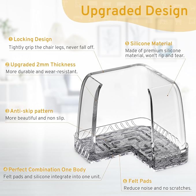 24PCS Square Chair Leg Floor Protectors, Furniture Sliders, Chair Leg Protectors - Image 2