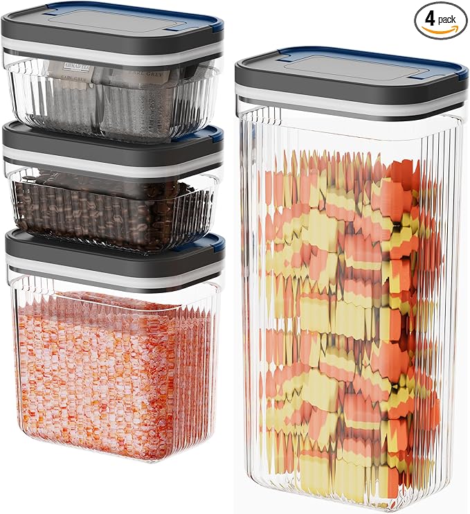 4 PACK Dog Treat Container 0.6 Qt*2+1.5 Qt+3.4 Qt, Airtight Food Storage by LINKLIFE