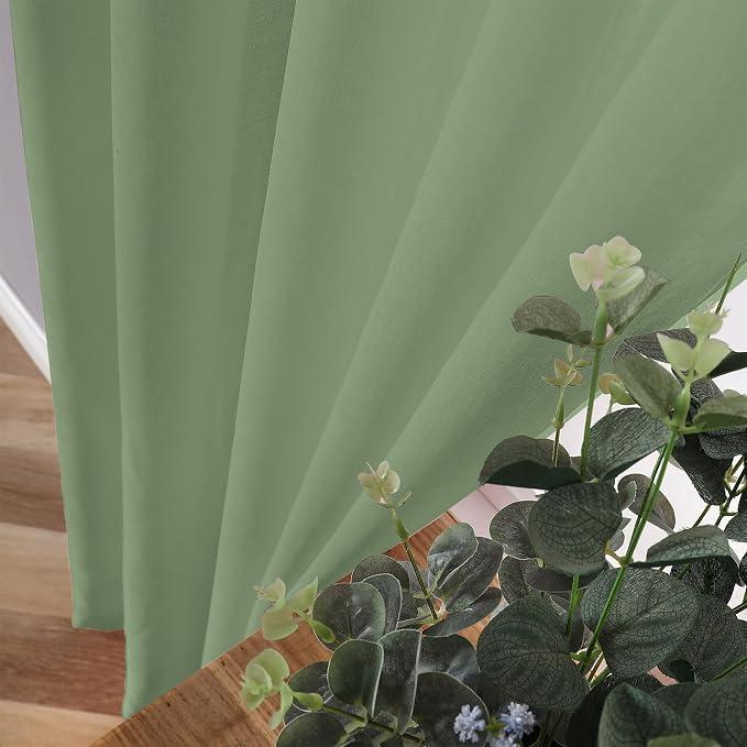 Tollpiz Short Sheer Curtain Living Room Linen Textured Curtains Sheer Light - Image 3